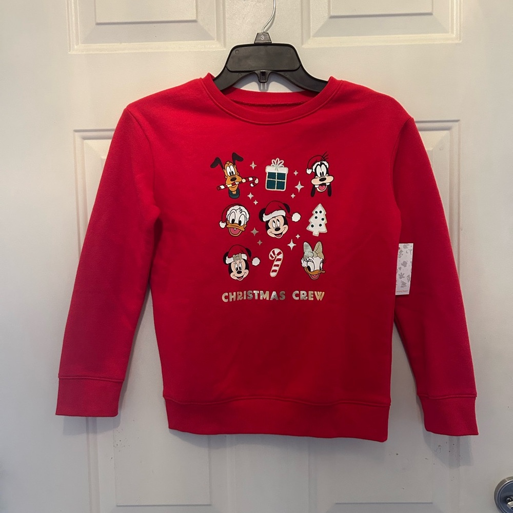 NWTd Girls size 8 Disney Red Christmas Crew Kids Sweatshirt